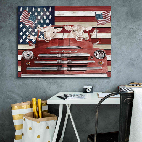 Image of 'Patriotic Cows' by Cindy Jacobs, Canvas Wall Art,34 x 26