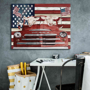 'Patriotic Cows' by Cindy Jacobs, Canvas Wall Art,34 x 26