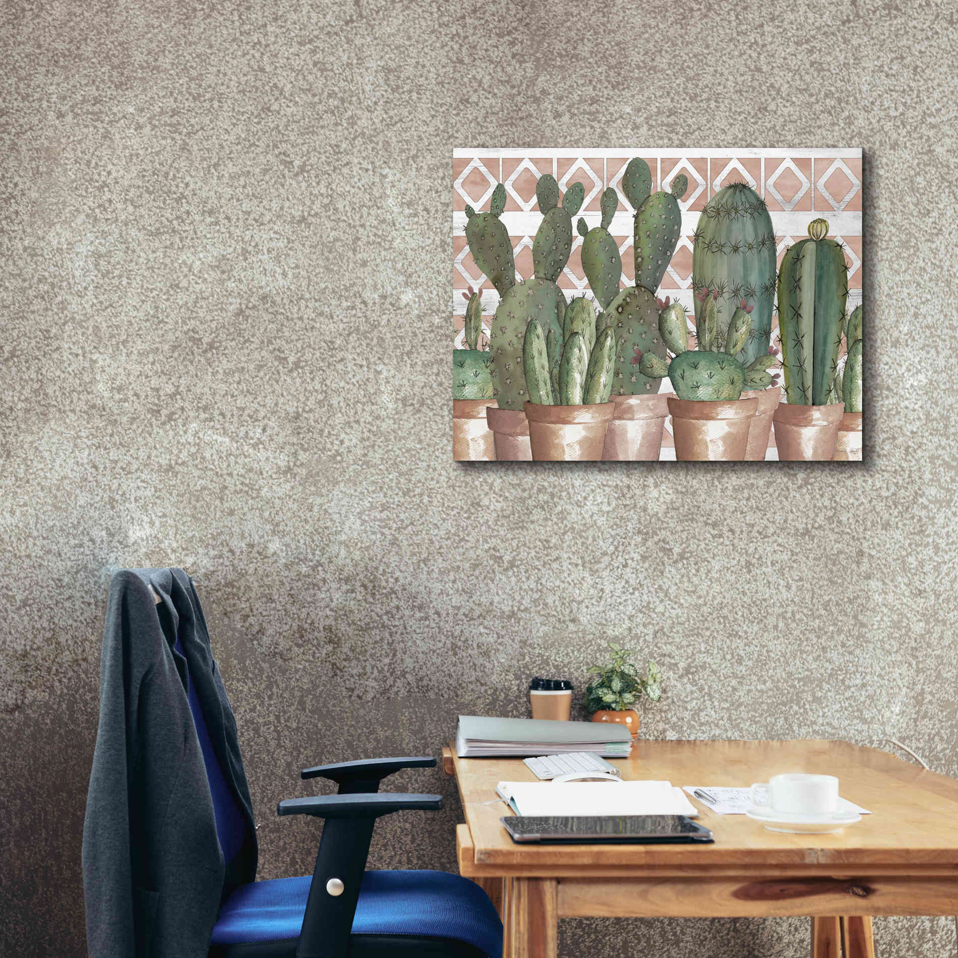 'Geo Succulents' by Cindy Jacobs, Canvas Wall Art,34 x 26