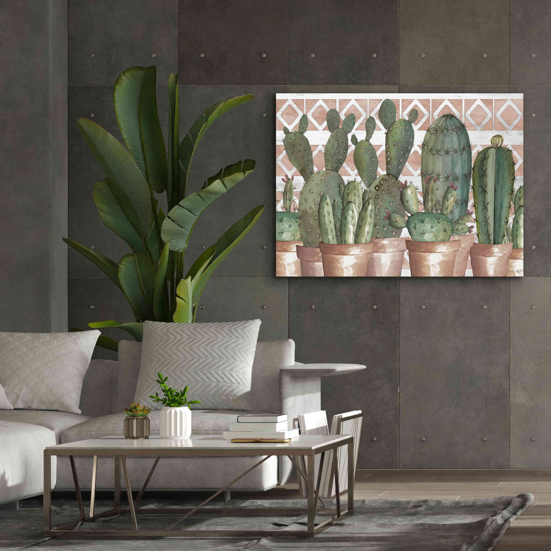 'Geo Succulents' by Cindy Jacobs, Canvas Wall Art,54 x 40