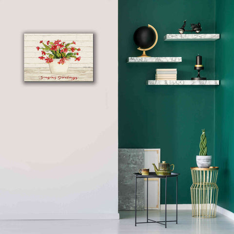 Image of 'Christmas Cactus - Season's Greetings' by Cindy Jacobs, Canvas Wall Art,26 x 18