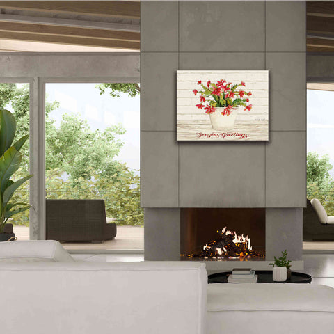 Image of 'Christmas Cactus - Season's Greetings' by Cindy Jacobs, Canvas Wall Art,34 x 26