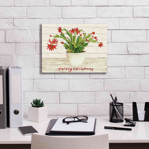 Image of 'Christmas Cactus - Merry Christmas' by Cindy Jacobs, Canvas Wall Art,16 x 12