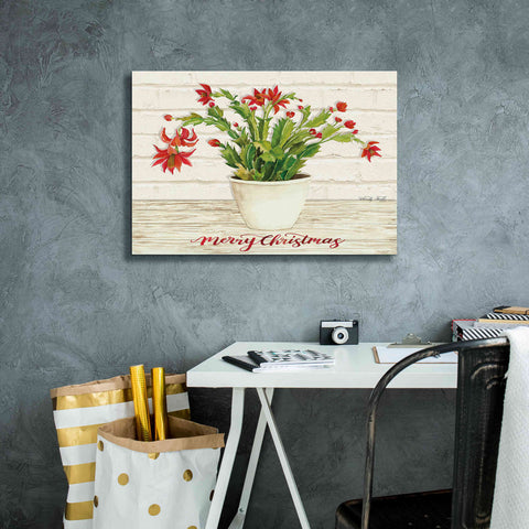 Image of 'Christmas Cactus - Merry Christmas' by Cindy Jacobs, Canvas Wall Art,26 x 18