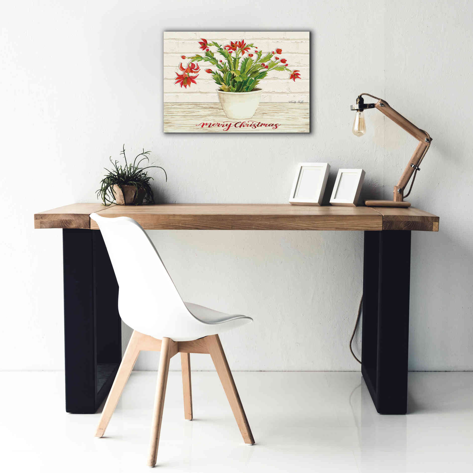 'Christmas Cactus - Merry Christmas' by Cindy Jacobs, Canvas Wall Art,26 x 18
