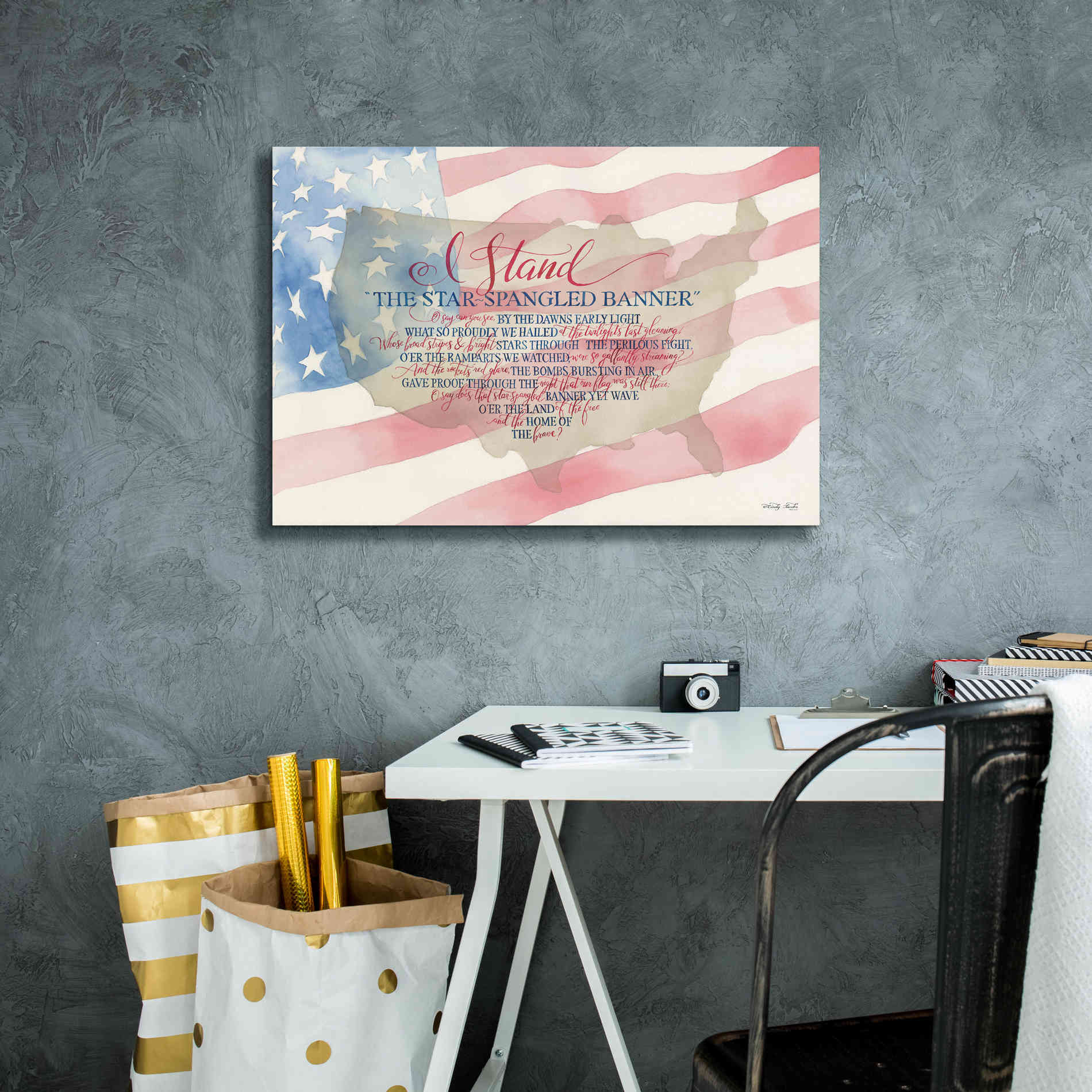 'I Stand' by Cindy Jacobs, Canvas Wall Art,26 x 18