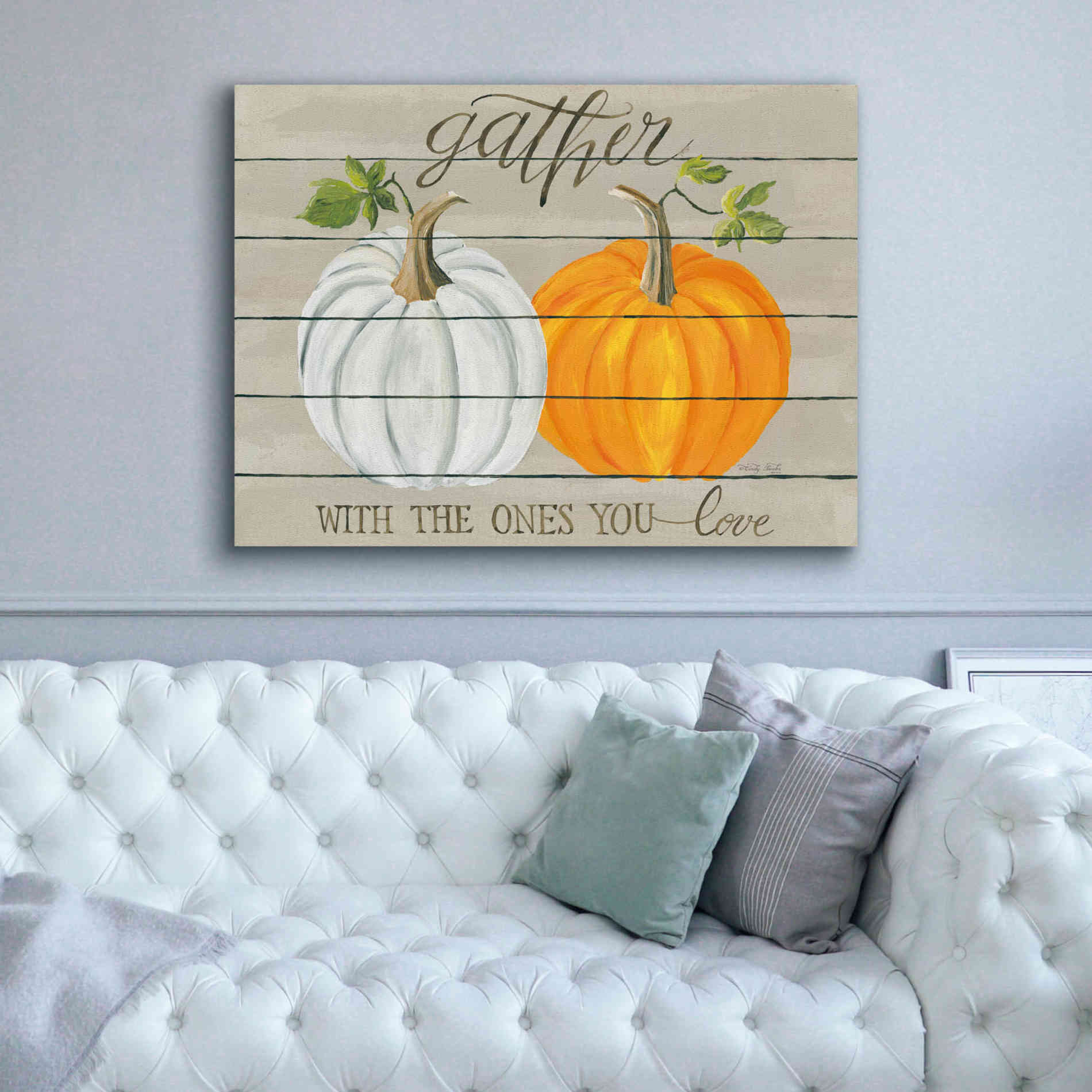 'Gather With The Ones You Love Pumpkins' by Cindy Jacobs, Canvas Wall Art,54 x 40