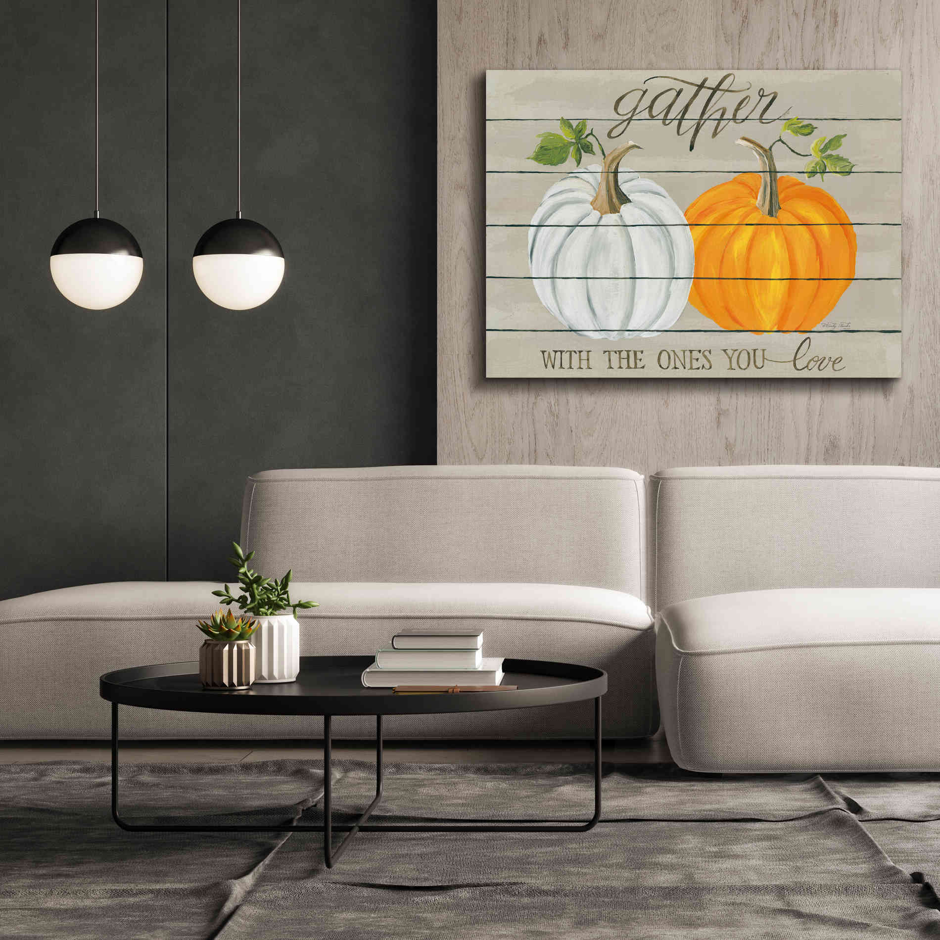 'Gather With The Ones You Love Pumpkins' by Cindy Jacobs, Canvas Wall Art,54 x 40