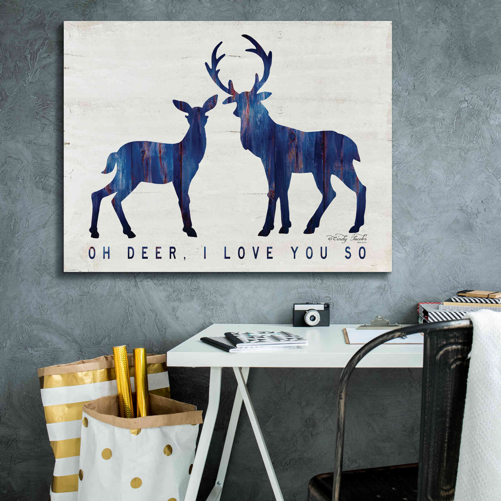 'Oh Deer, I Love You So' by Cindy Jacobs, Canvas Wall Art,34 x 26