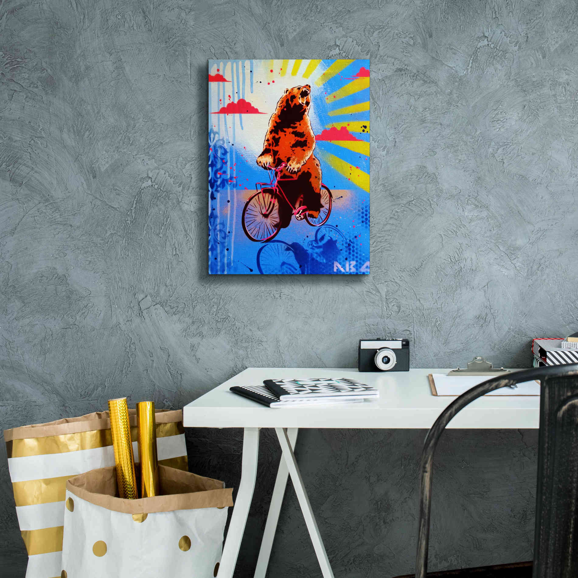 'Bear Back Rider' by AbcArtAttack, Canvas Wall Art,12 x 16