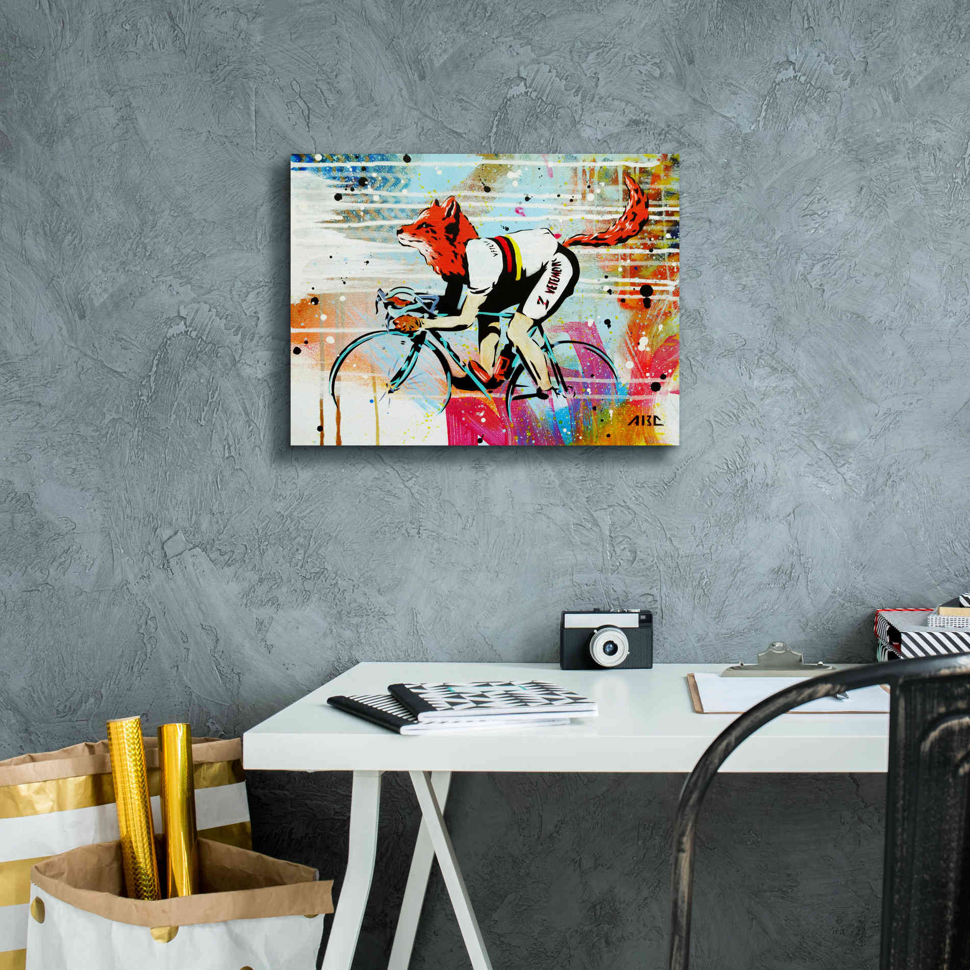 'Le Fox' by AbcArtAttack, Canvas Wall Art,16 x 12