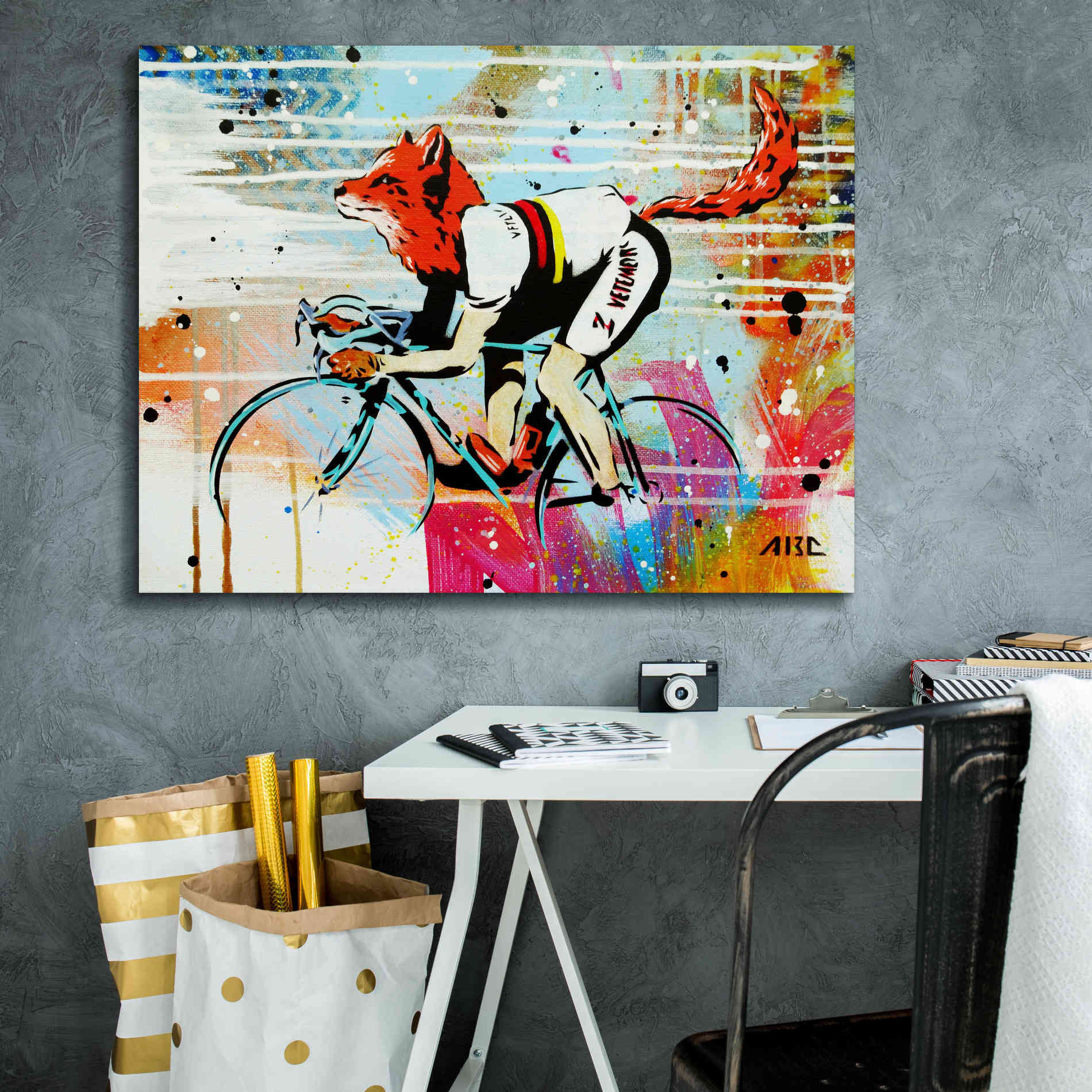 'Le Fox' by AbcArtAttack, Canvas Wall Art,34 x 26