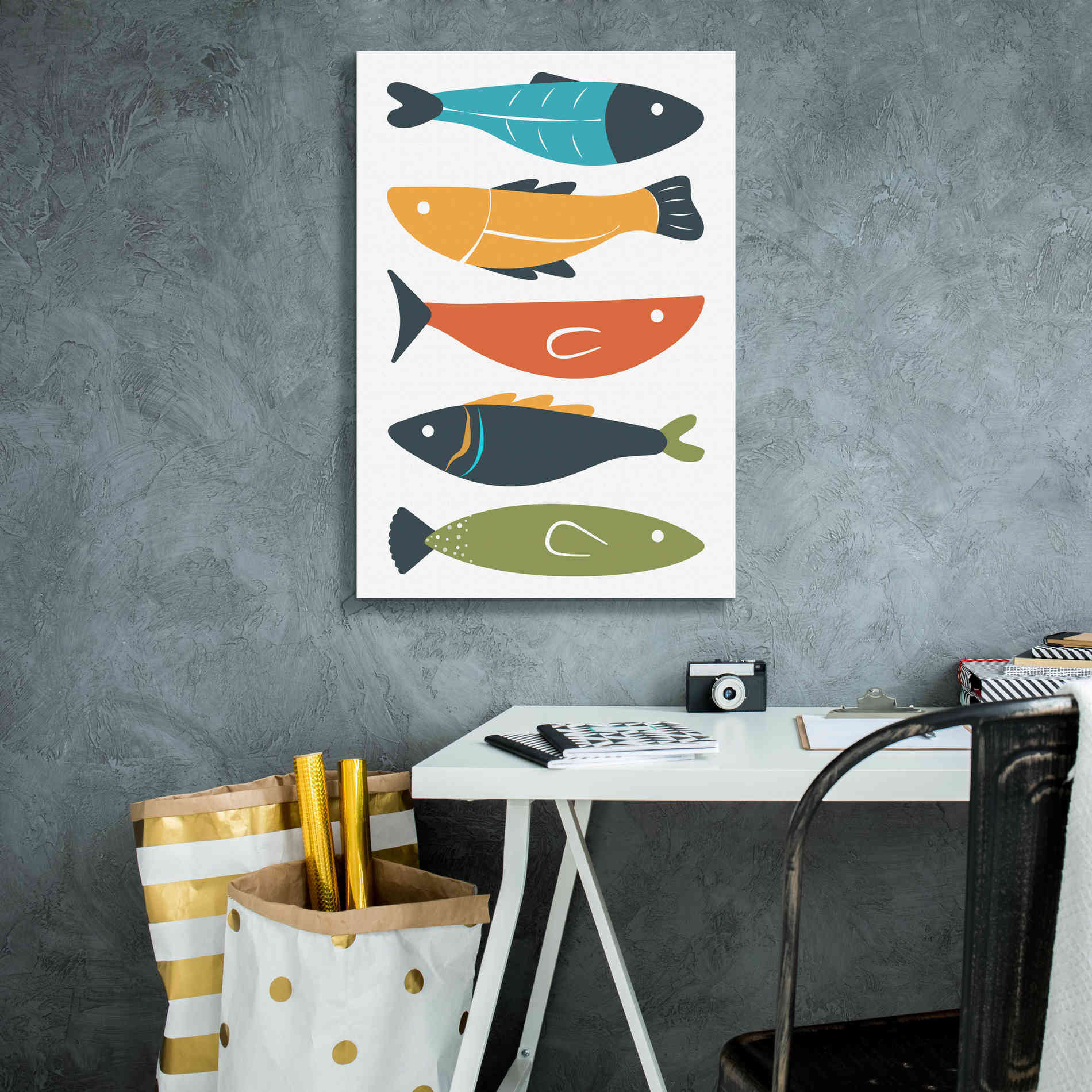 'Playful Fish' by Ayse, Canvas Wall Art,18 x 26