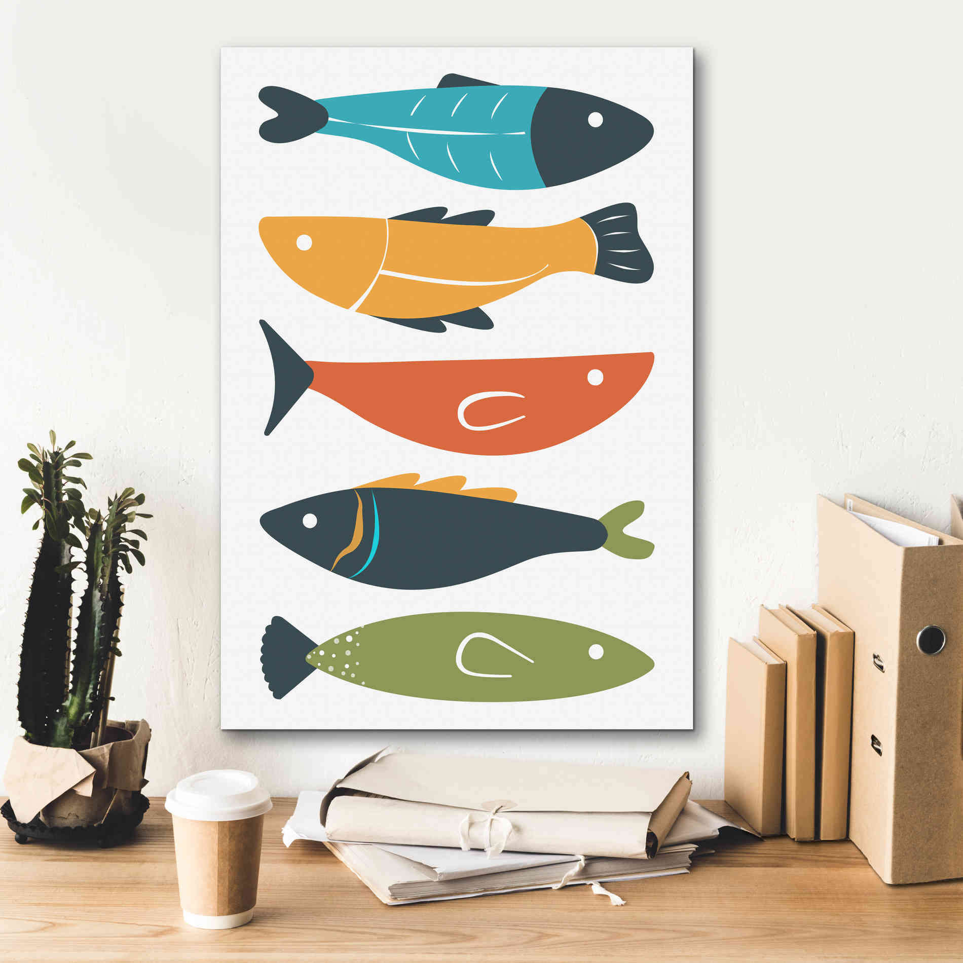 'Playful Fish' by Ayse, Canvas Wall Art,18 x 26
