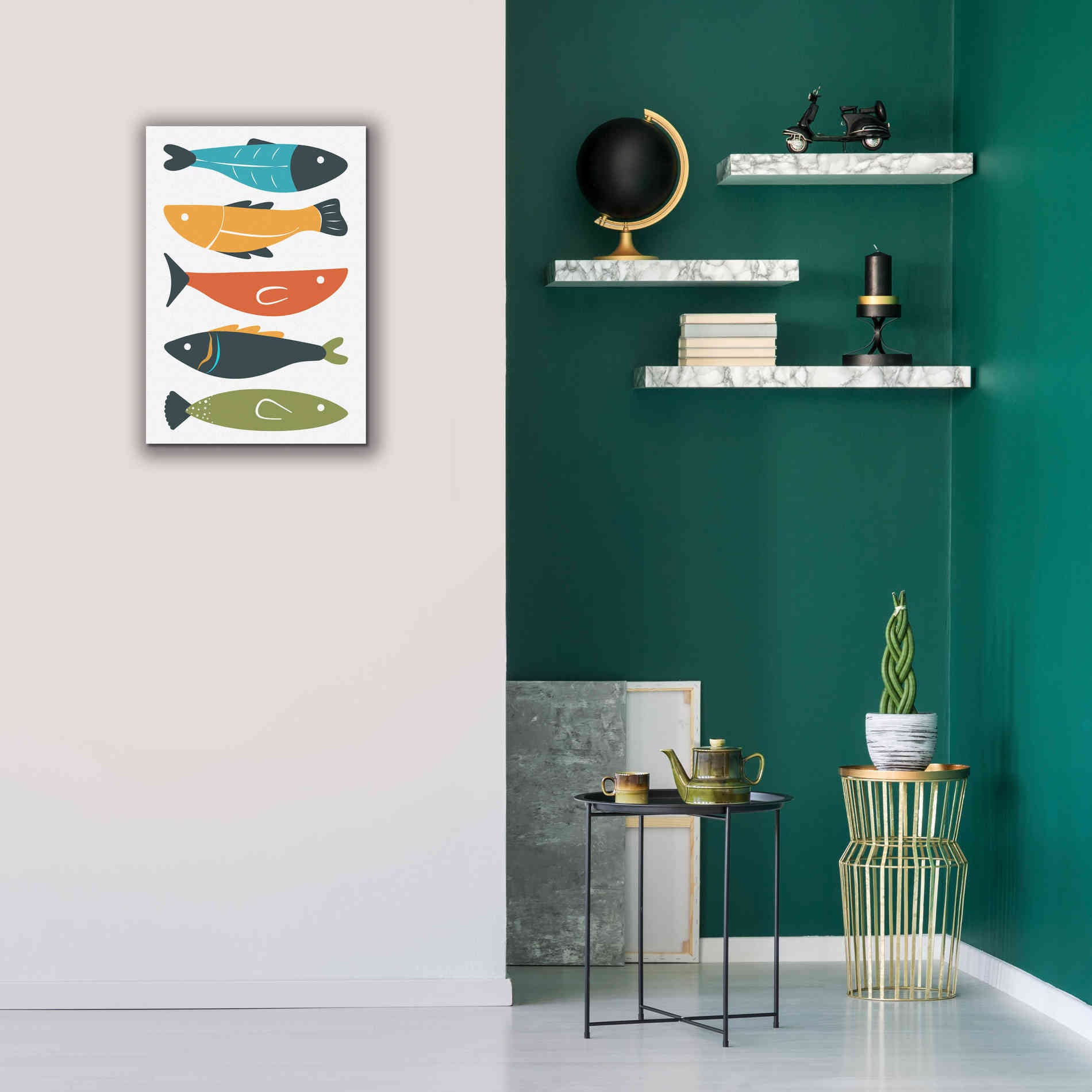 'Playful Fish' by Ayse, Canvas Wall Art,18 x 26