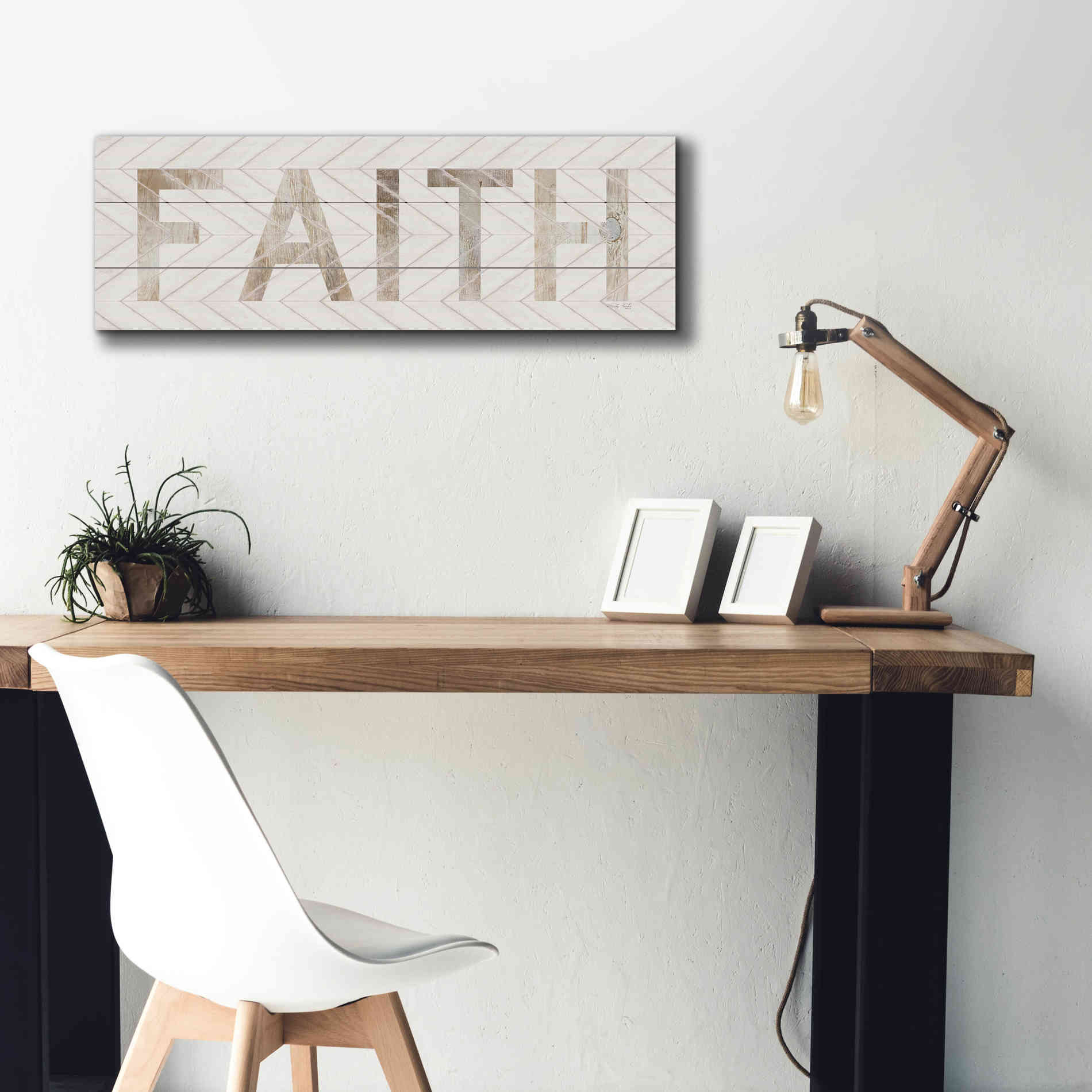 'Faith Chevron' by Cindy Jacobs, Canvas Wall Art,36 x 12