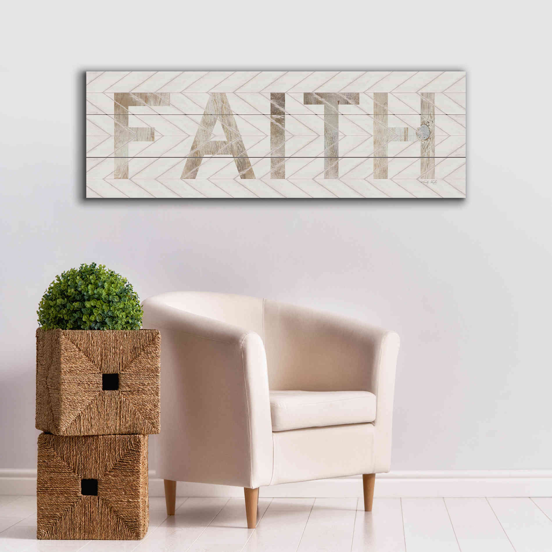 'Faith Chevron' by Cindy Jacobs, Canvas Wall Art,60 x 20