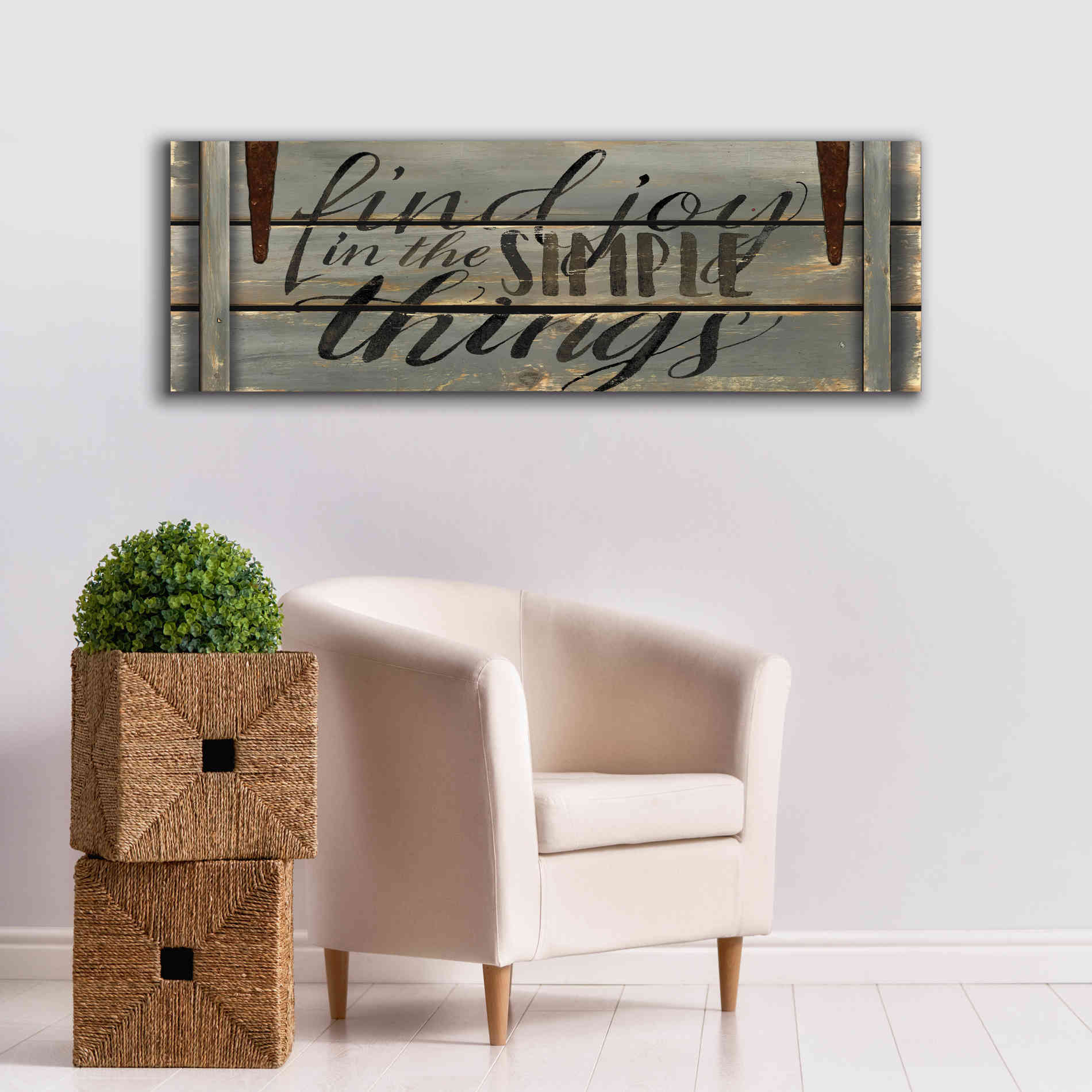 'Find Joy' by Cindy Jacobs, Canvas Wall Art,60 x 20