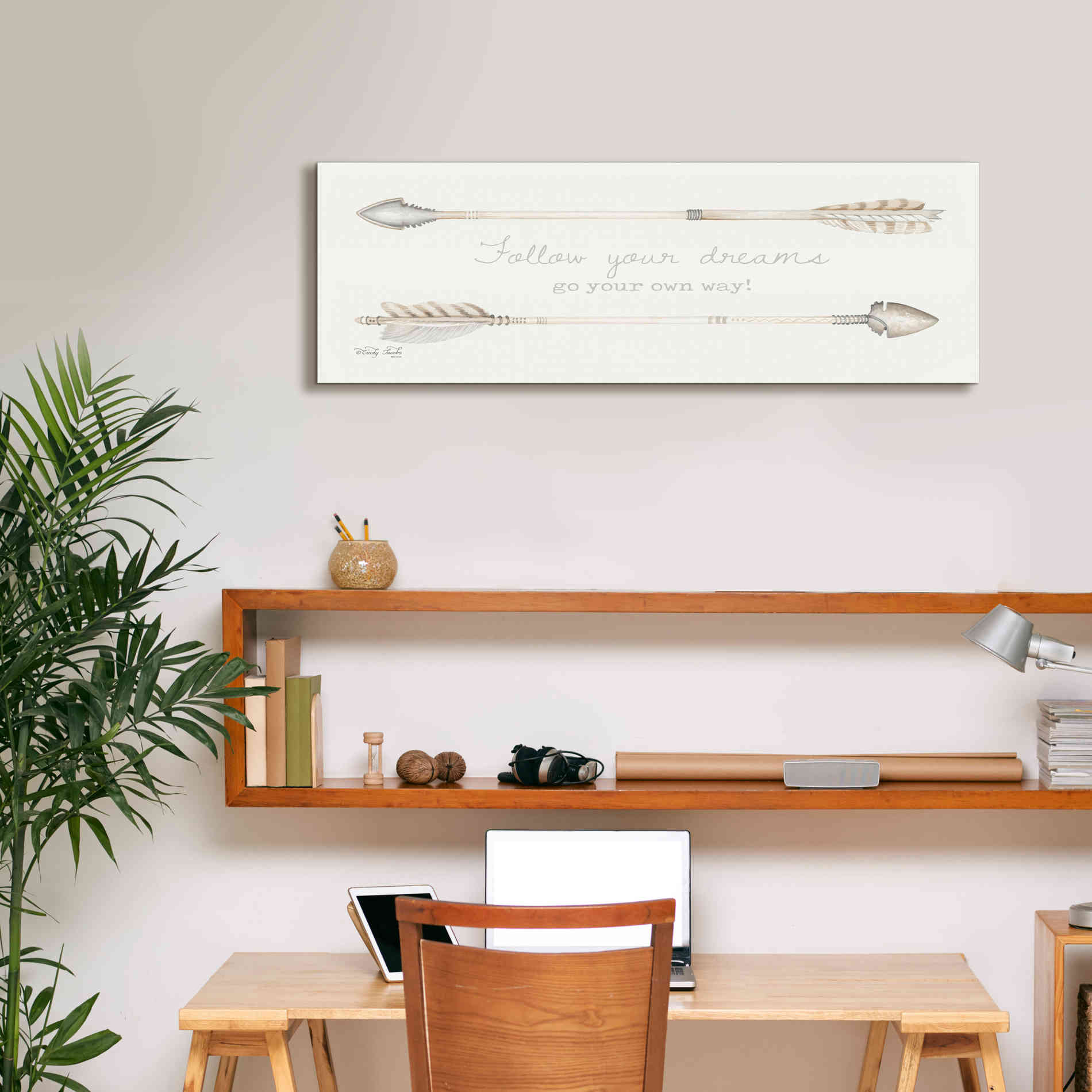 'Arrows - Follow Your Dreams' by Cindy Jacobs, Canvas Wall Art,36 x 12