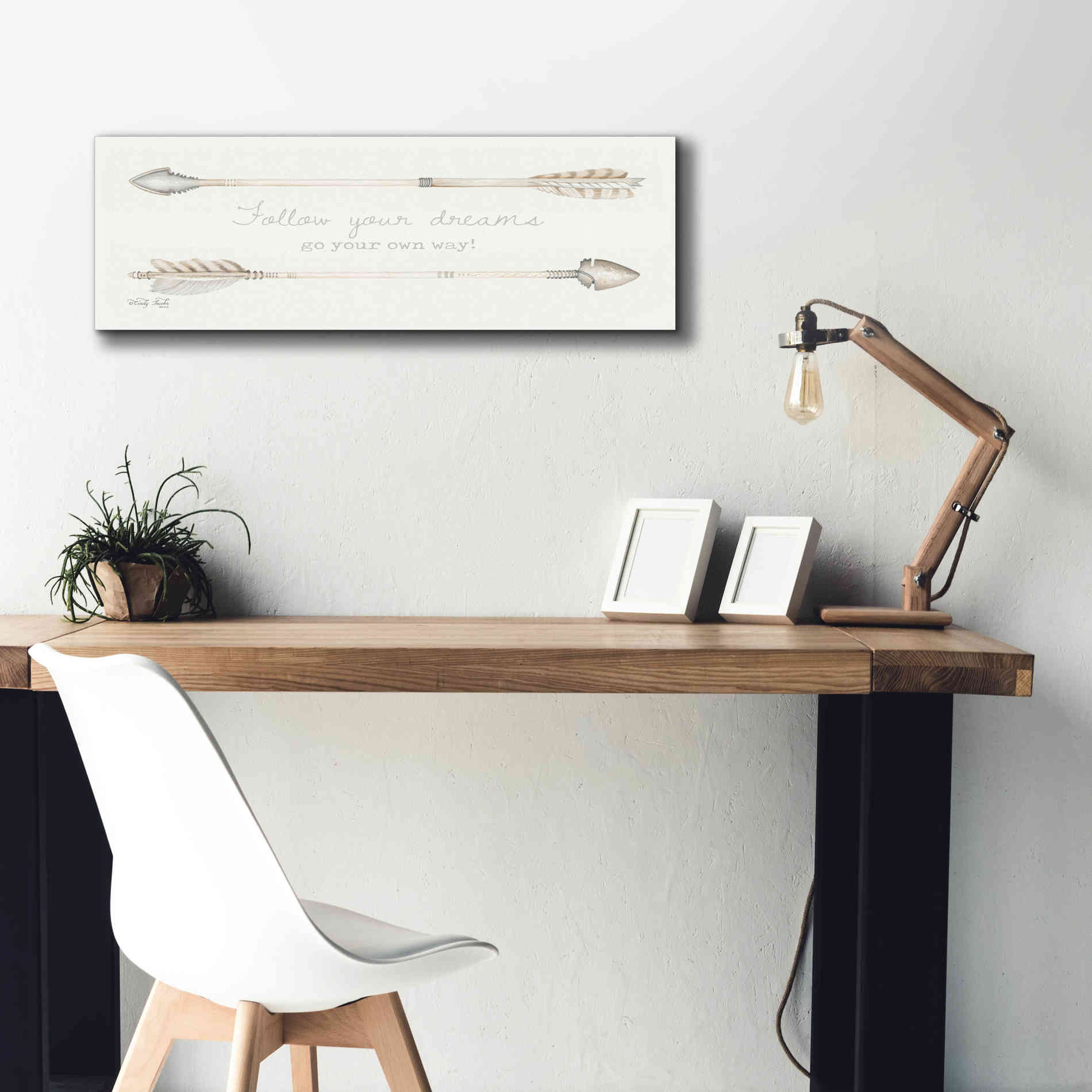 'Arrows - Follow Your Dreams' by Cindy Jacobs, Canvas Wall Art,36 x 12