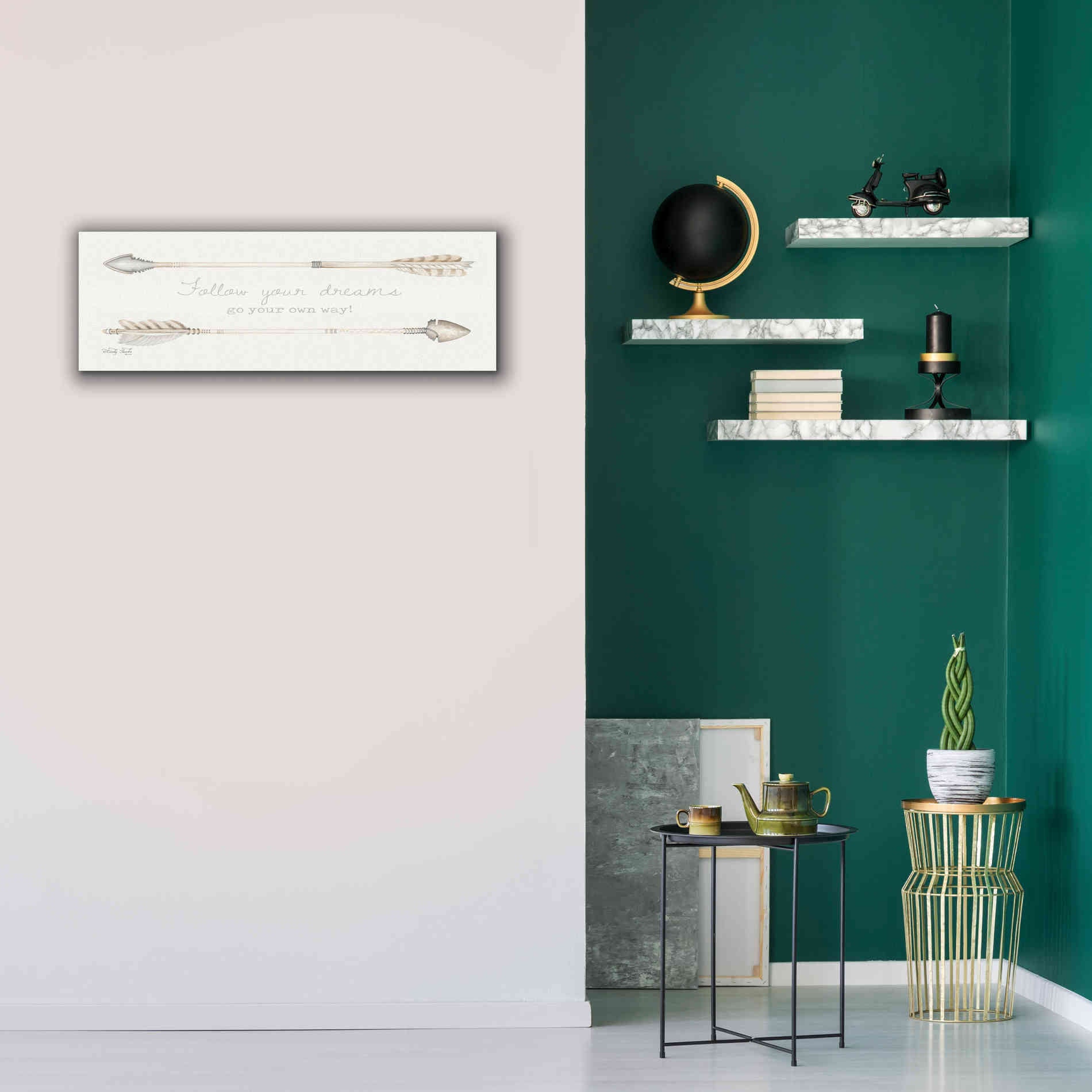 'Arrows - Follow Your Dreams' by Cindy Jacobs, Canvas Wall Art,36 x 12