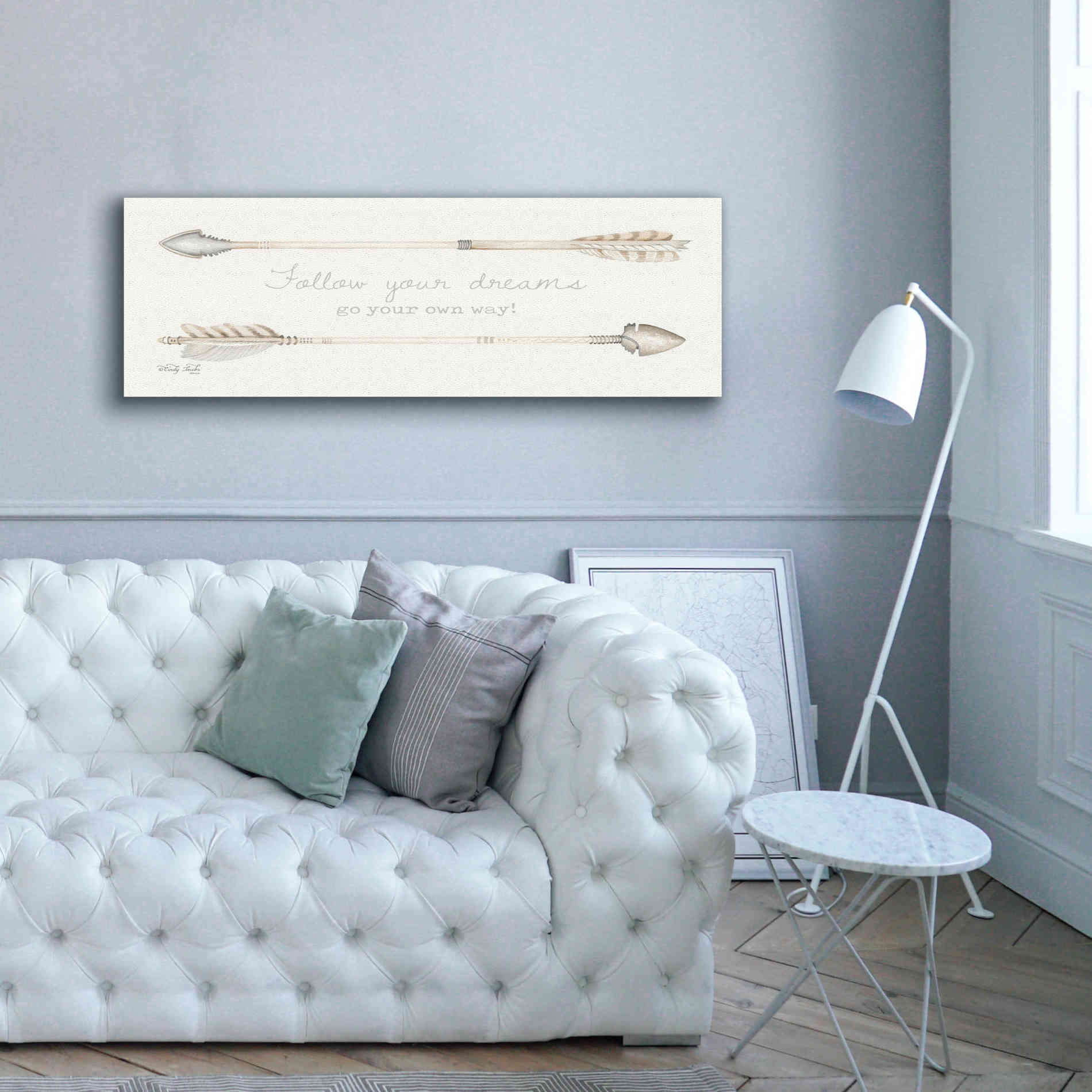 'Arrows - Follow Your Dreams' by Cindy Jacobs, Canvas Wall Art,60 x 20
