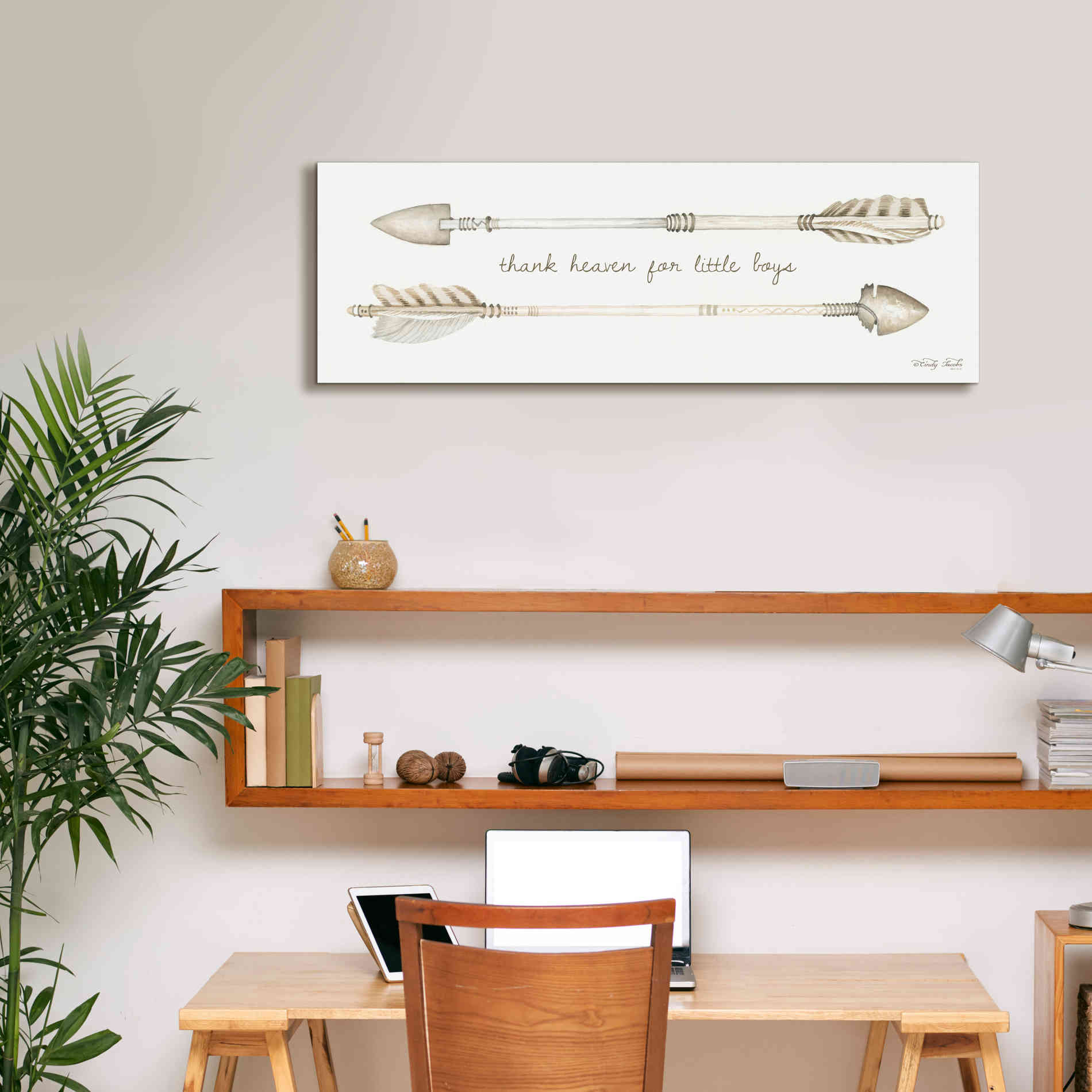 'Arrows - Thank Heaven for Little Boys' by Cindy Jacobs, Canvas Wall Art,36 x 12