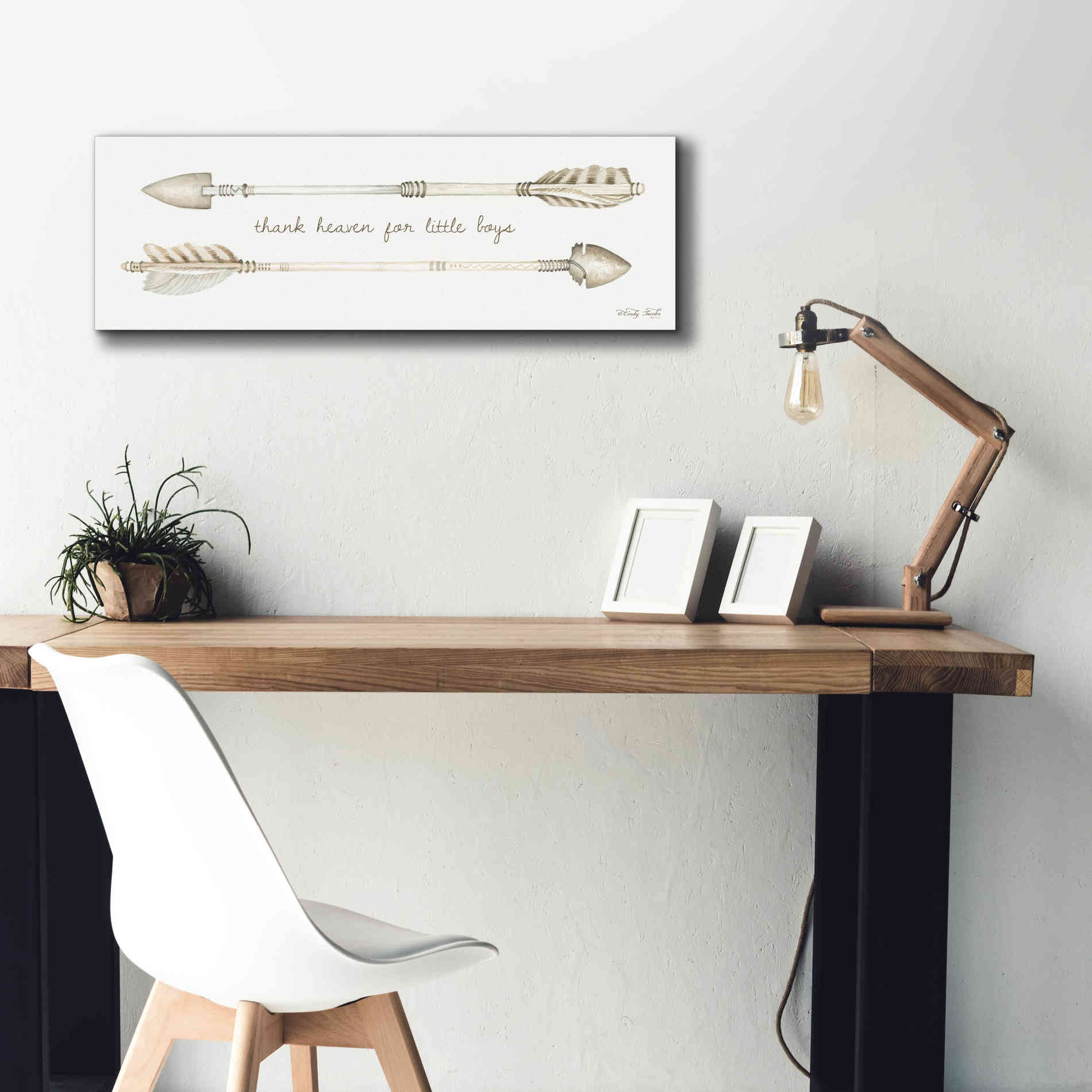 'Arrows - Thank Heaven for Little Boys' by Cindy Jacobs, Canvas Wall Art,36 x 12