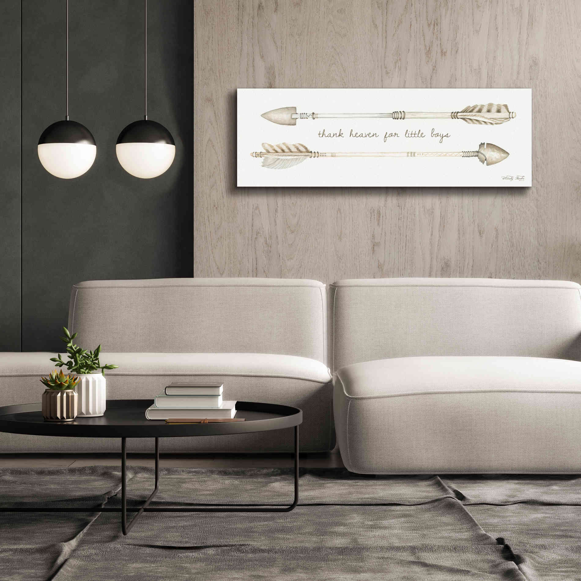 'Arrows - Thank Heaven for Little Boys' by Cindy Jacobs, Canvas Wall Art,60 x 20