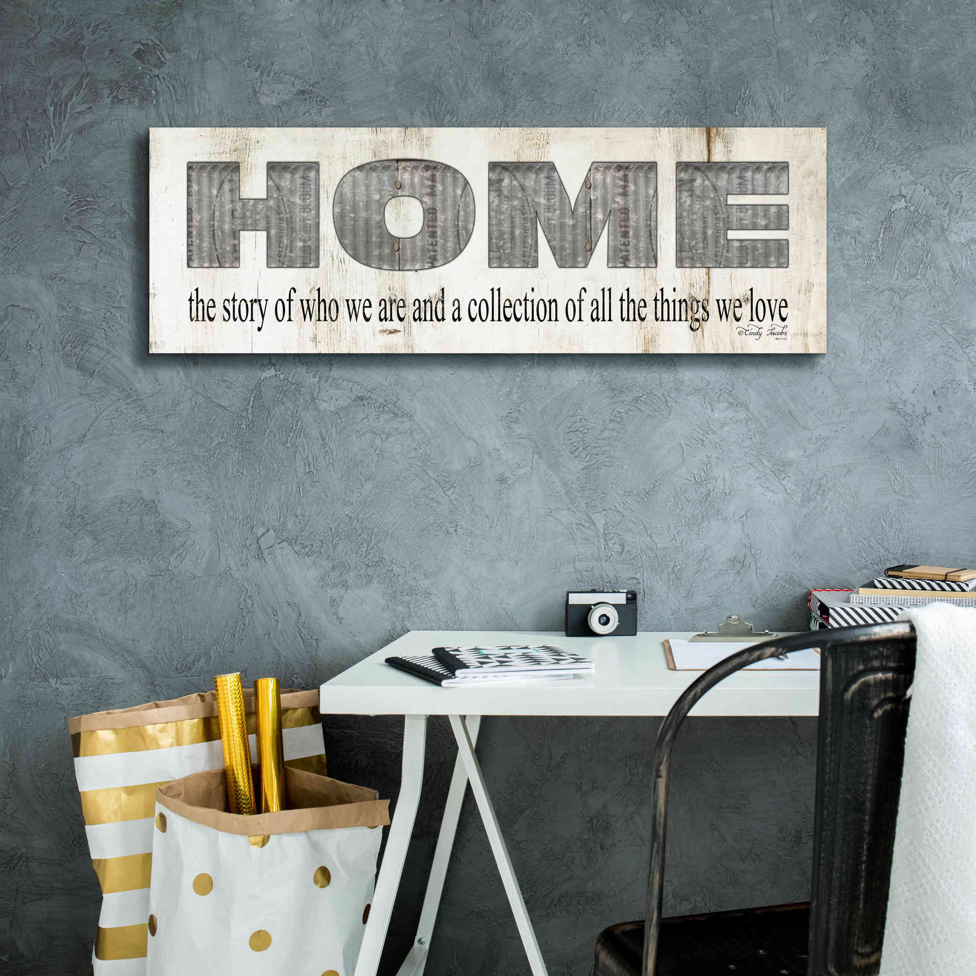 'Home - A Story of Who We Are Sign' by Cindy Jacobs, Canvas Wall Art,36 x 12