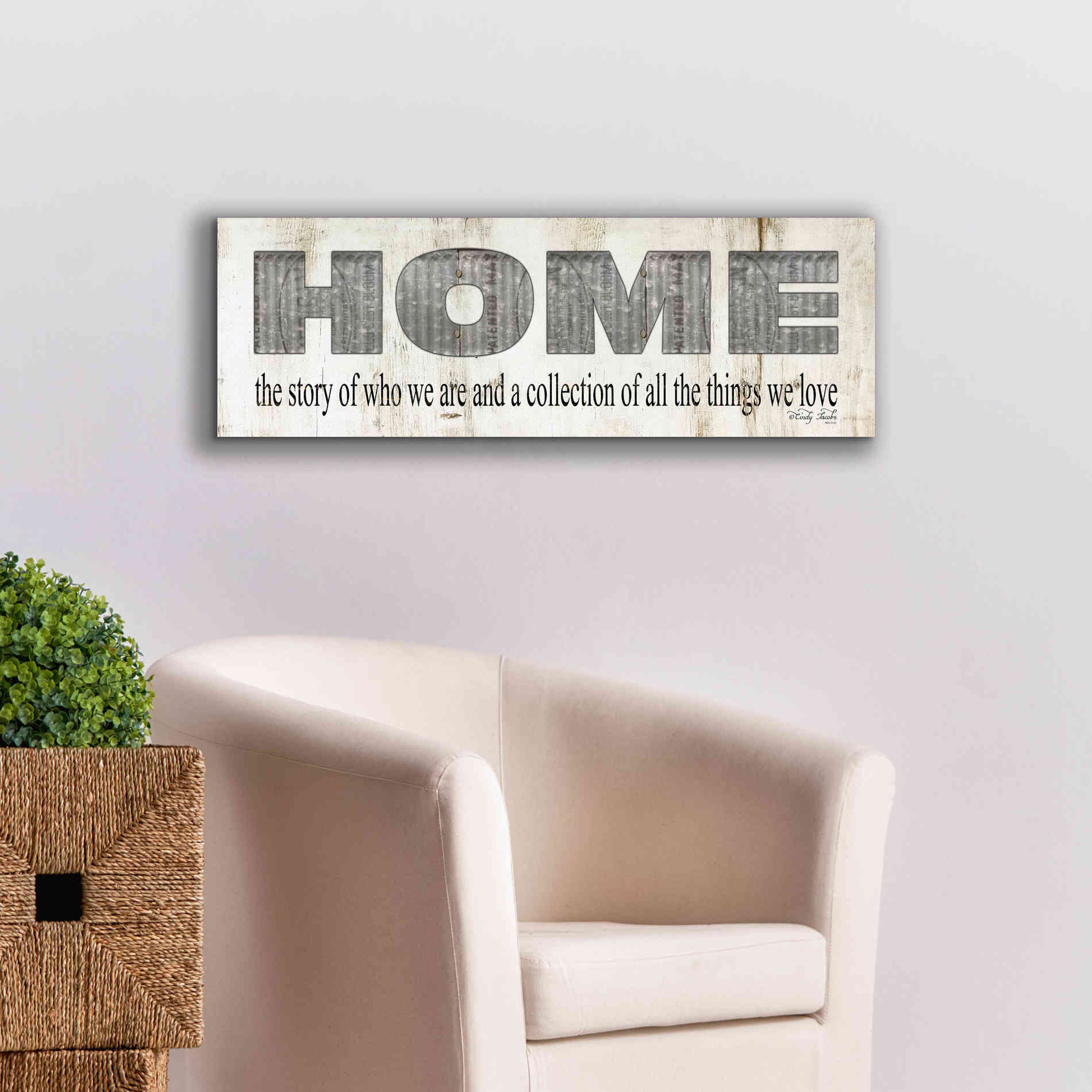 'Home - A Story of Who We Are Sign' by Cindy Jacobs, Canvas Wall Art,36 x 12
