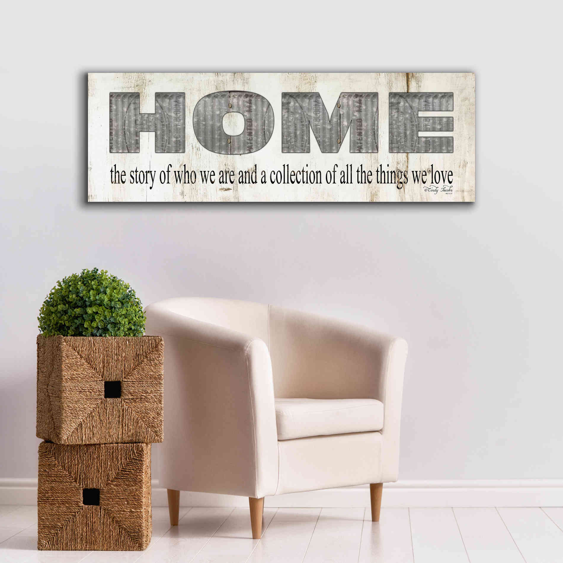 'Home - A Story of Who We Are Sign' by Cindy Jacobs, Canvas Wall Art,60 x 20