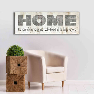 'Home - A Story of Who We Are Sign' by Cindy Jacobs, Canvas Wall Art,60 x 20