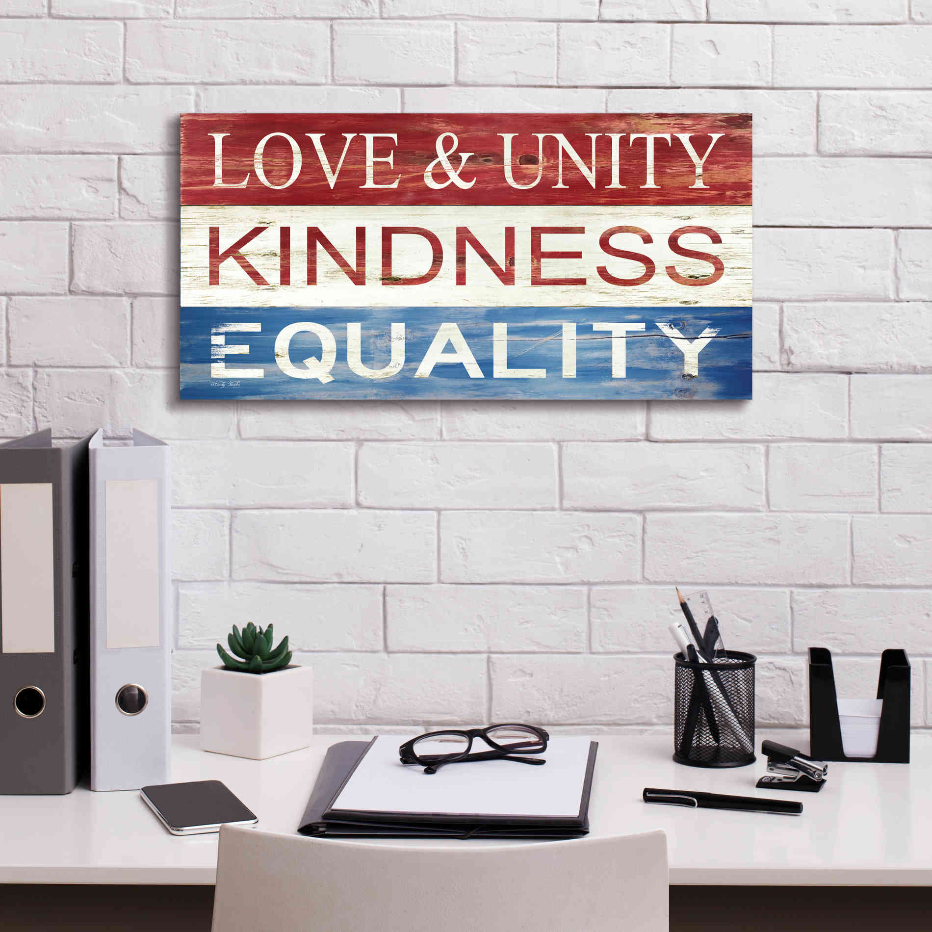 'Love & Unity' by Cindy Jacobs, Canvas Wall Art,24 x 12
