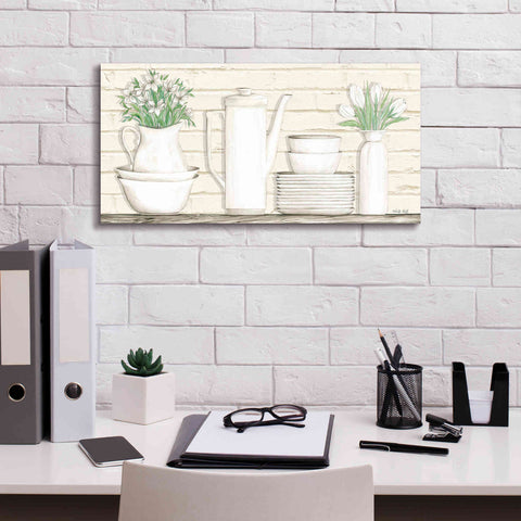 Image of 'White Ware Shelf II' by Cindy Jacobs, Canvas Wall Art,24 x 12