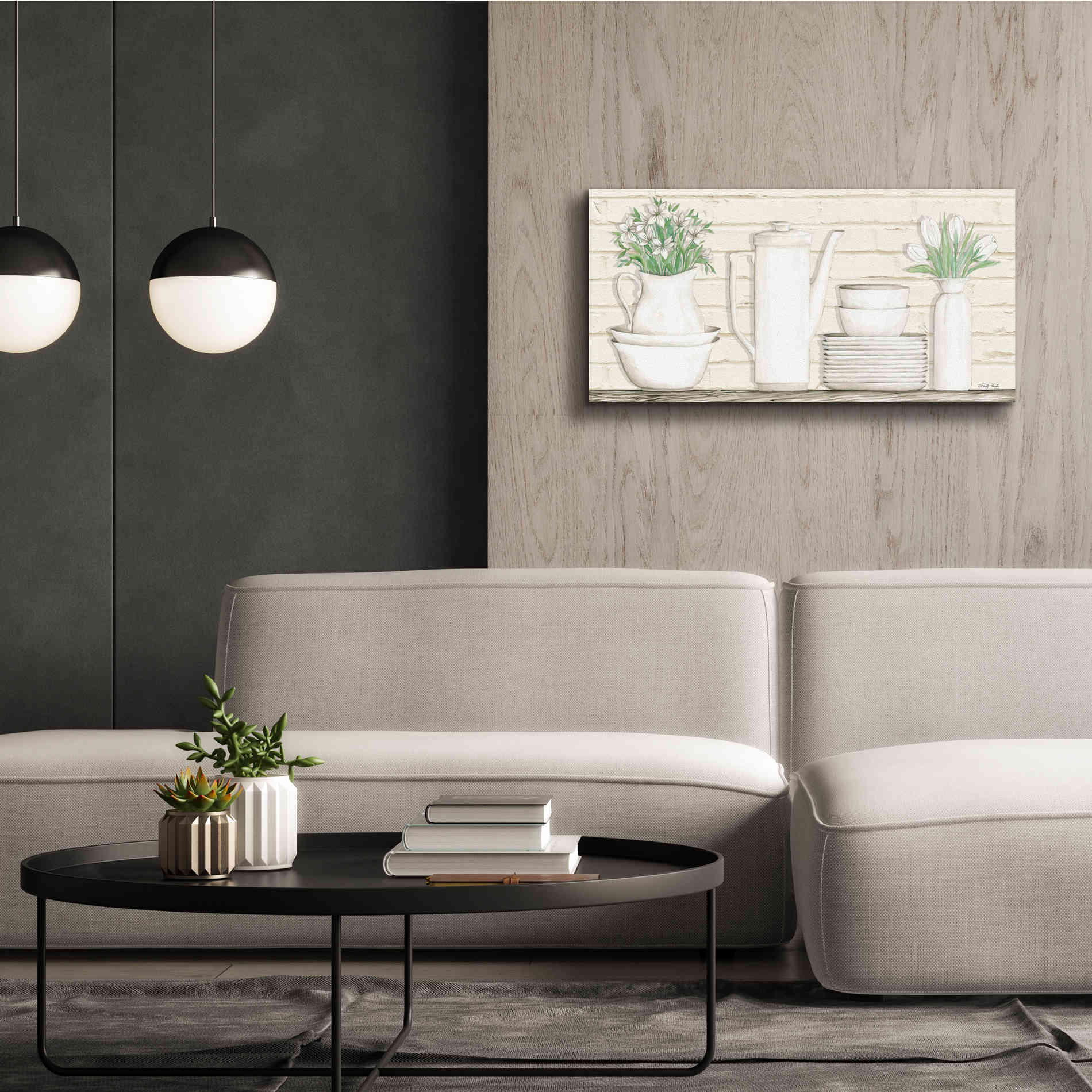 'White Ware Shelf II' by Cindy Jacobs, Canvas Wall Art,40 x 20