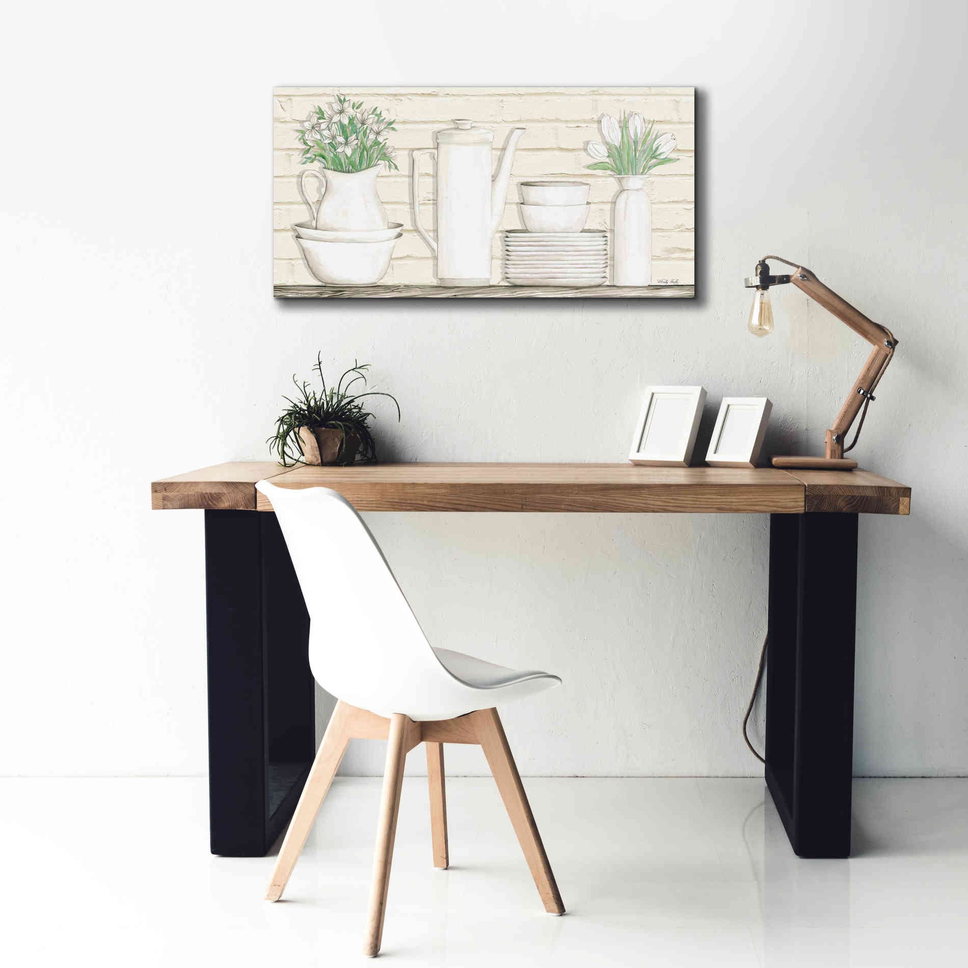 'White Ware Shelf II' by Cindy Jacobs, Canvas Wall Art,40 x 20
