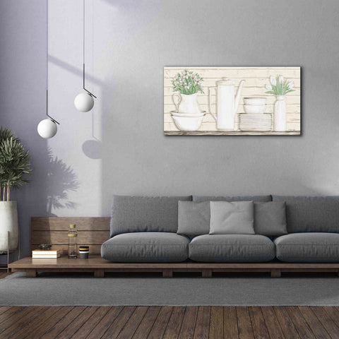 Image of 'White Ware Shelf II' by Cindy Jacobs, Canvas Wall Art,60 x 30