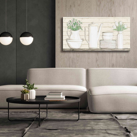 Image of 'White Ware Shelf II' by Cindy Jacobs, Canvas Wall Art,60 x 30