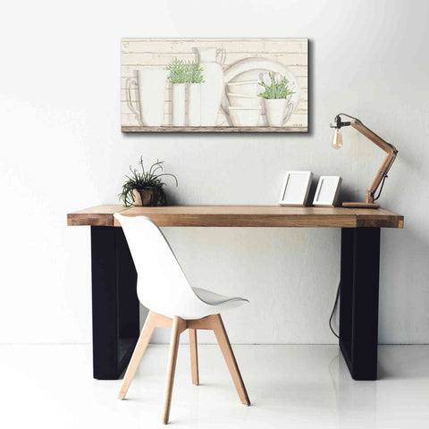 Image of 'White Ware Shelf I' by Cindy Jacobs, Canvas Wall Art,40 x 20