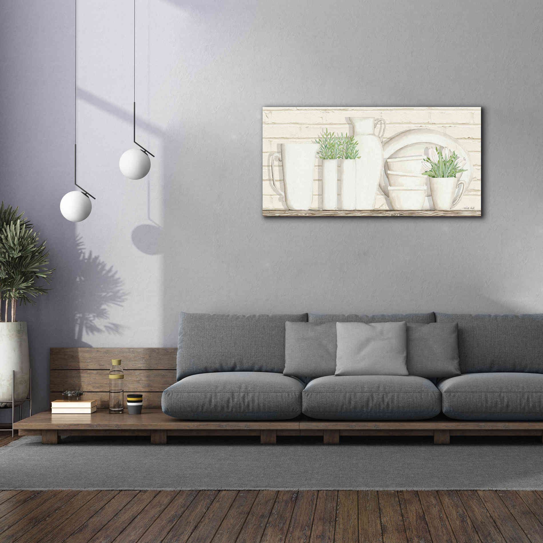 'White Ware Shelf I' by Cindy Jacobs, Canvas Wall Art,60 x 30