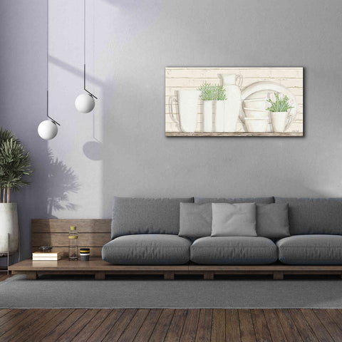 Image of 'White Ware Shelf I' by Cindy Jacobs, Canvas Wall Art,60 x 30