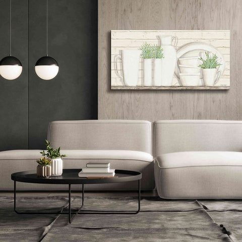 Image of 'White Ware Shelf I' by Cindy Jacobs, Canvas Wall Art,60 x 30