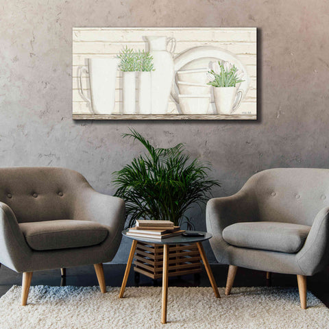 Image of 'White Ware Shelf I' by Cindy Jacobs, Canvas Wall Art,60 x 30