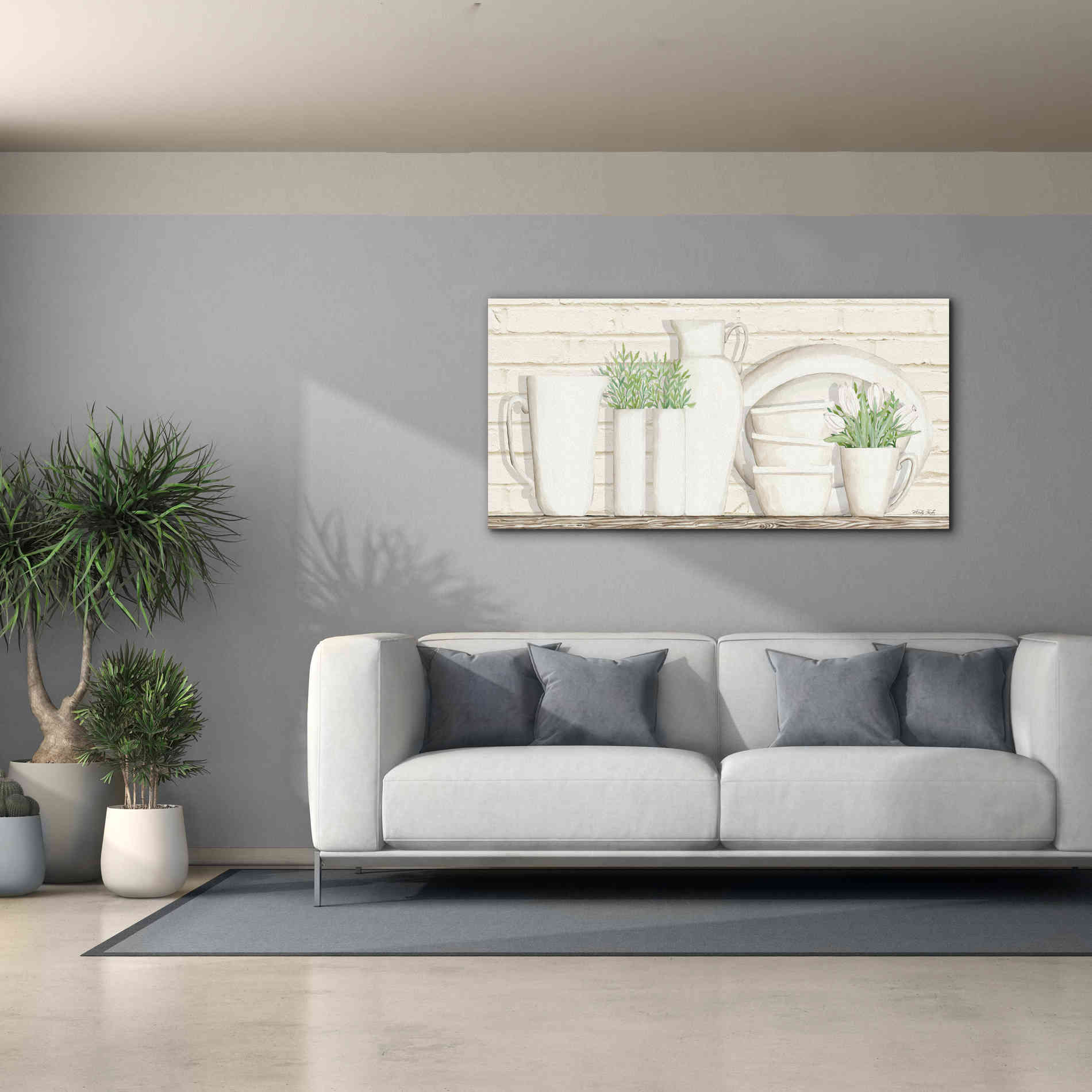 'White Ware Shelf I' by Cindy Jacobs, Canvas Wall Art,60 x 30