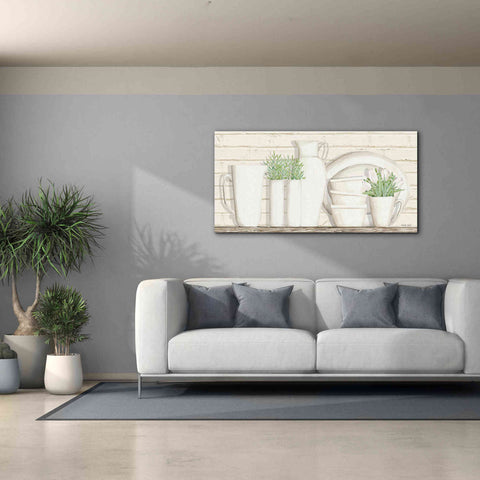 Image of 'White Ware Shelf I' by Cindy Jacobs, Canvas Wall Art,60 x 30