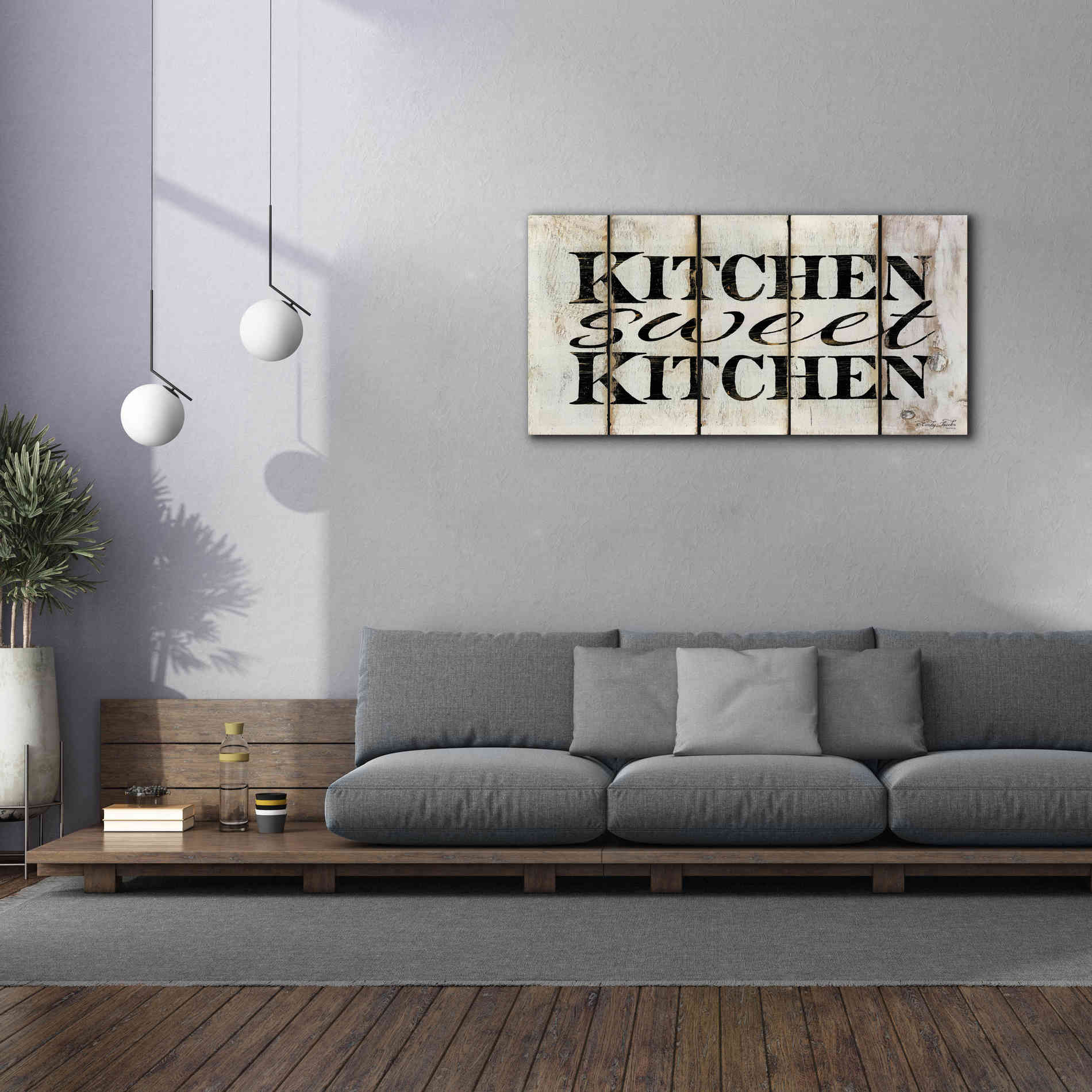 'Kitchen Sweet Kitchen on Wood Panels' by Cindy Jacobs, Canvas Wall Art,60 x 30