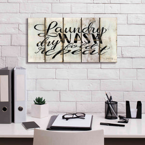 'Laundry Duties on Wood Panels' by Cindy Jacobs, Canvas Wall Art,24 x 12