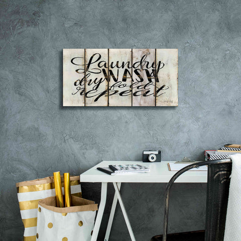 Image of 'Laundry Duties on Wood Panels' by Cindy Jacobs, Canvas Wall Art,24 x 12