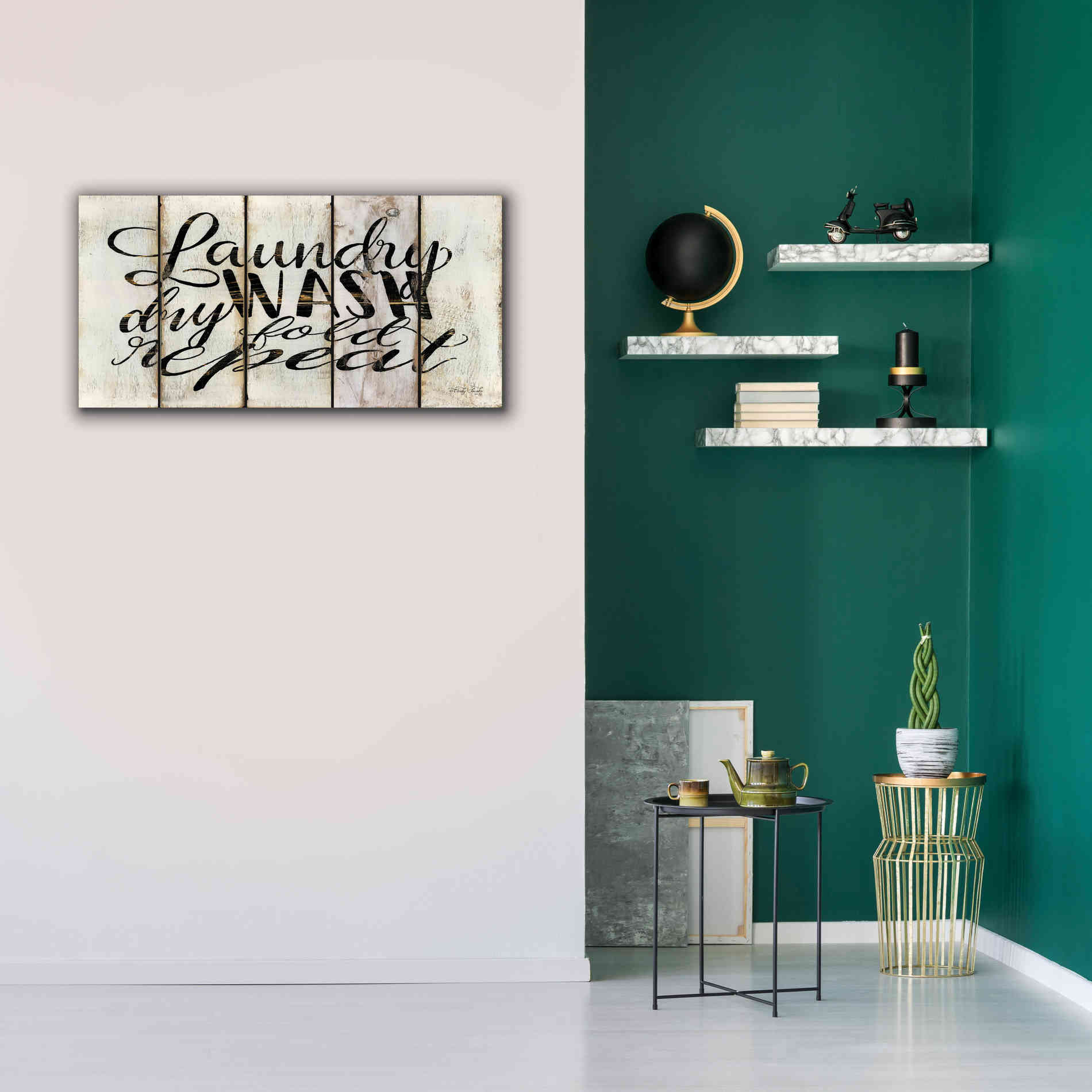 'Laundry Duties on Wood Panels' by Cindy Jacobs, Canvas Wall Art,40 x 20